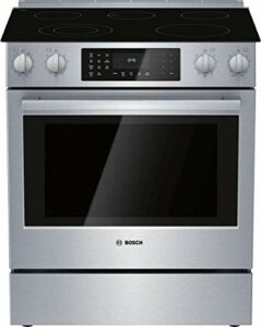 Bosch HEI8056U 800 Series 30 Inch Slide-in Electric Range with 5 Elements, Smoothtop, Self-Cleaning Mode, Warming Drawer, Star K Certified in Stainless Steel
