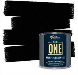THE ONE Paint & Primer: Most Durable Furniture Paint, Cabinet Paint, Front Door Paint, Wall Paint, Bathroom, Kitchen, and More - Quick Drying Craft Paint for Interior / Exterior (Black, Matte Finish, 8.5oz)