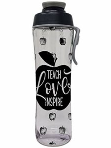 50 Strong Teacher Water Bottle - BPA Free for Teachers - Give Bottles As Thank You Gifts & Appreciation for Teachers - Easy Carry Loop - Made in USA (24 oz, Teacher Apples)