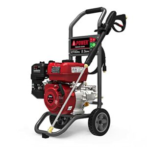 A-iPower APW2700C Gas Powered Pressure Washer 2700 PSI and 2.3 GPM 7HP with 3 Nozzle Attachments, CARB Compliant, Red