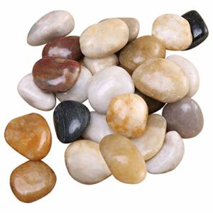 5lb Decorative Polished Pebbles for Plants - Natural Mixed Color Pebbles, Plant Rocks, Aquarium Gravel, Fish Tank Rocks, Garden Rocks, Vase Fillers, Outdoor Decorative Stones and Large River Rocks