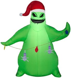 Gemmy Airblown Inflatable Inflatable Oogie Boogie in Santa Hat with Light String, 3.5 ft Tall