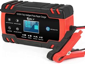 ABLY Car Battery Charger 8-Amp, 24V and 12V Battery Charger Automotive, Trickle Charger for Car Battery - Smart Fully Battery Maintainer with Temperature Compensation and LCD Display