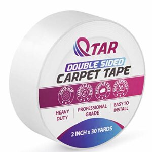 Double Sided Carpet Tape Heavy Duty for Wood Floors, 2 Inch X 30 Yards Rug Tape for Area Rugs Over Carpet on Hardwood, Anti Skid Stick Tape for Mat, Vinyl, Pad, Tiles, Runners, Stair Treads