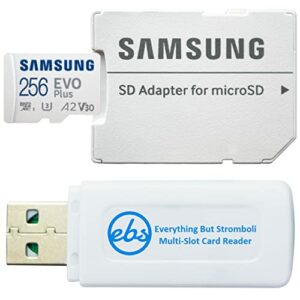 Samsung EVO+ 256GB Micro SD Card for Samsung Phone Works with Galaxy A71 5G, A71, A01, A51 5G Cell Phone Class 10 (MB-MC256KA) Bundle with 1 Everything But Stromboli MicroSDXC & SD Memory Card Reader