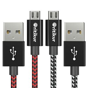 PS4 Controller Charger Charging Cable – 2 Pack 10FT Nylon Braided Micro USB 2.0 High Speed Data Sync Cord for Playstation 4, PS4 Slim/Pro, Xbox One S/X Controller, Android Phones (2 Pack)