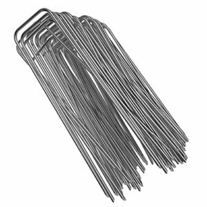 GROWNEER 100 Packs 6 Inches Heavy Duty 11 Gauge Galvanized Steel Garden Stakes Staples Securing Pegs for Securing Weed Fabric Landscape Christmas Decoration Accessories