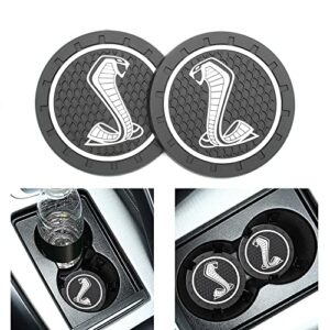 Zeming 2PCS fit for Shelby Cobra Car Cup Holder Coaster, Universal Auto Anti Slip Cup Holder Insert Coaster, Car Interior Accessories (White) 2.75