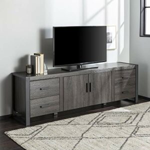 Walker Edison Industrial Modern Wood Universal TV Stand with Cabinet Doors for TV's up to 80