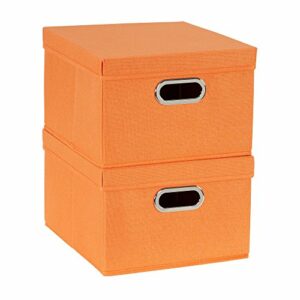 Household Essentials 702-1 Bin Lids and Handles | 2 Pack | Orange Fabric Box Set, 2 Count