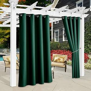 RYB HOME Patio Outdoor Curtains - Waterproof Sun & Heat Block Drapes Outside Room Divider for Pergolas Gazebos Garden Outdoor Shower, Hunter Green, W55 x L84 inches, 2 Panels