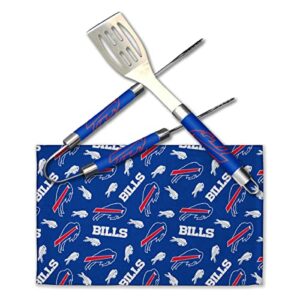 Northwest Offically Licensed Buffalo Bills NFL 3 Piece BBQ Grill Set - Spatula, Tongs and Towel, Scatter Print
