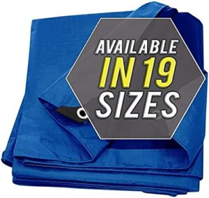 Tarp Cover Blue Waterproof Great for Tarpaulin Canopy Tent, Boat, RV Or Pool Cover!!! (Standard Poly Tarp)