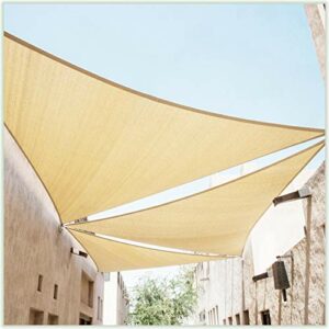 ColourTree 12' x 12' x 12' Beige Sun Shade Sail Triangle Canopy Awning Shelter Fabric Cloth Screen - UV Block UV Resistant Heavy Duty Commercial Grade - Outdoor Patio Carport - (We Make Custom Size)