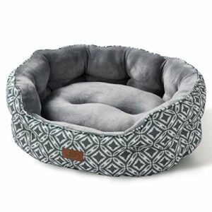 Bedsure Small Dog Bed for Small Dogs Washable - Cat Bed for Indoor Cats, Round Super Soft Plush Flannel Puppy Beds, Slip-Resistant Oxford Bottom, Coin Print Grey