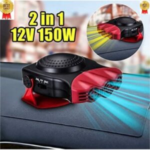 (Black and Red) Car Heater That Plugs Into Cigarette Lighter 150W Collapsible Car Heaters Portable Fast Demisting Defroster for 12V