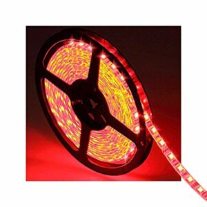 Red Waterproof LED Strip Light, 16.4ft/5m 12V 300 Units SMD 2835 LED Water-Resistance IP65 Cuttable LED Tape (No Power Supply / Plug)