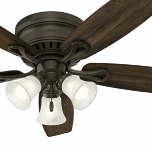 Hunter 52 inches Bronze Traditional Ceiling Fan with Swirled Marble glass Light Kit (Renewed)