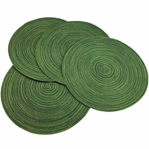 Red-A, Placemats, Round Placemats for Dining Table Set of 4 Woven Heat Resistant Non-Slip Kitchen Table Mats Diameter 14 Inch(Hunter Green)