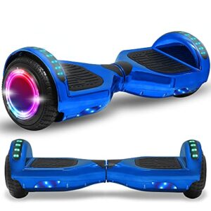 Newest Generation Electric Hoverboard Dual Motors Two Wheels Hoover Board Smart Self Balancing Scooter with Built-in Speaker LED Lights for Adults Kids Gift (Chrome Royal Blue)