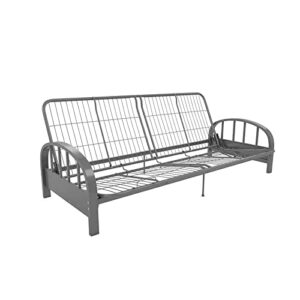 DHP Aiden Futon Metal Frame, Converts Easily to a Full- Size Bed, Silver