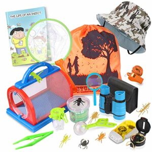 ESSENSON Outdoor Explorer Kit & Bug Catcher Kit with Binoculars, Compass, Magnifying Glass, Critter Case and Butterfly Net Great Toys Kids Gift for Boys & Girls Age 3-12 Year Old Camping Hiking