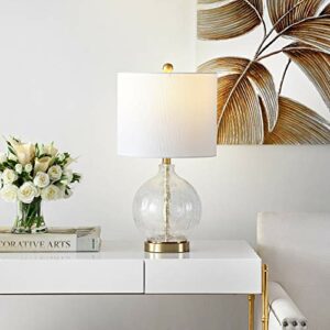 Safavieh Lighting Collection Lovell Clear Glass/ Gold 22-inch Bedroom Living Room Home Office Desk Nightstand Table Lamp (LED Bulb Included)
