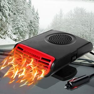 Car Heater, 12V Portable Car Heater, 12 Volt Portable Car Heater and Defroster That Plugs into Cigarette Lighter, Window Defroster for Car, Pickup Auto, Air Conditioners, SUV, Jeeps, Trucks, Black