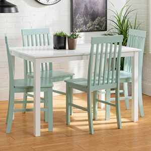 Walker Edison Modern Color Dining Room Table and Chair Set Small Space Living Kitchen Table Set Dining Chairs Set, 48 Inch, 4 Person, White and Sage Green