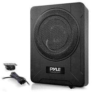 Pyle 8-Inch Low-Profile Amplified Subwoofer System - 600 Watt Compact Enclosed Active Underseat Car Audio Subwoofer with Built in Amp, Powered Car Subwoofer w/Low & High Level Inputs PLBX8A
