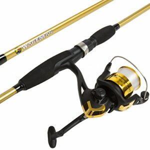 Fishing Rod and Reel Combo - 2pc Strike Series Medium Action 78-Inch Spinning Reel Fishing Pole - Fishing Gear for Bass and Trout by Wakeman (Gold)