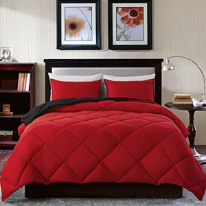 Decroom Lightweight Twin Comforter Set with 1 Pillow Sham - 2 Pieces Set - Quilted Down Alternative Comforter/Duvet Insert for All Season - Red/Black - Twin/Twin XL Size
