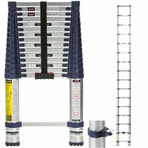 Xtend & Climb 785P+ 15 1/2 Ft Professional Series Heavy-Duty Double Over-Molded Feet Angled Thumb Release True Telescoping Technology Adjustable Ladder