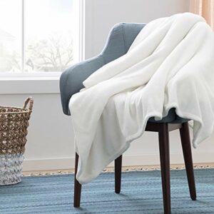 Linenspa Flannel Fleece Blanket - Super Soft - Breathable - Machine Washable - Polyester - Multiple Colors Available, White, Throw (50”x60” Inches)