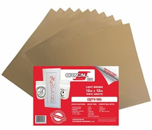 (10 Sheets) Oracal 651 Light Brown Adhesive Craft Vinyl for Cricut, Silhouette, Cameo, Craft Cutters, Printers, and Decals - 12