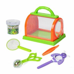 Kids Bug Catcher Kit for Outdoor Explorer Bug Collection, Magnifying Glass, Butterfly Net, Critter Case, Tweezers and Bug Observation Container for Boys and Girls Toddlers Science Educational Playset