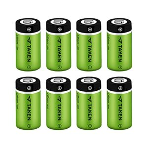 Taken CR123a Battery 123 Batteries Lithium 3.7V 800mAh Rechargeable Batteries 8 Pack for Arlo Cameras (VMC3030/VMK3200/VMS3330/3430/3530), Flashlight, Microphone