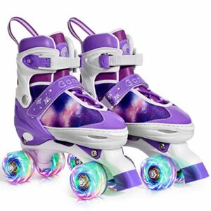 Gonex Roller Skates for Girls Kids Boys Women with Light up Wheels and Adjustable Sizes for Indoor Outdoor (Purple, M - Big Kids (1Y-4Y US))
