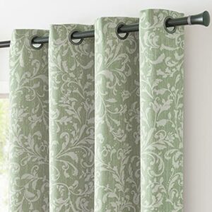 JINCHAN Farmhouse Blackout Curtains for Bedroom Green Floral Patterned Drapes Living Room Vintage Country Curtain Room Darkening Window Treatment Set 2 Panels 84 Inches Long
