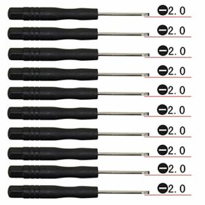 Fixinus 10 Pieces Slotted 2.0mm Flat Head Mini Screwdrivers Set for Cell Phone iPhone Samsung Tablet Laptop PC Games and Small Electronics