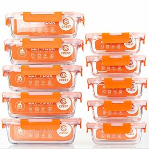 [10-Pack] Glass Food Storage Containers - Food Prep Containers with Lids - Microwave, Oven, Freezer and Dishwasher Safe