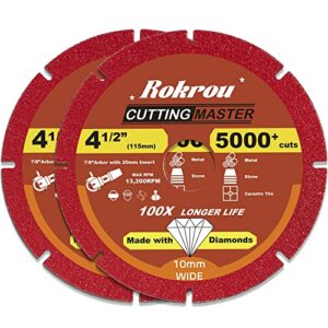Rokrou Cutting and Grinding in One Diamond Brazed Cut Off Wheel Blade 4 1/2
