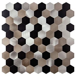 Modern Peel and Stick 1x1 Black Copper Silver Hexagon Matte Metal Mosaic Tile Backsplash Kitchen Bathroom MTO0755