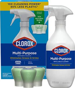 Clorox Multi-Purpose Cleaning Spray System Starter Kit, 1 All-Purpose Cleaner, 1 Spray Bottle and 3 Refills, Citrus Groves, 1.13 oz Each