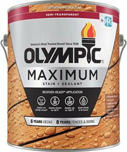 Olympic Maximum Wood Stain And Sealer For Decks, Fences, Siding, and Other Outdoor Wood Structures, Semi-Transparent, Redwood Naturaltone, 1 Gallon
