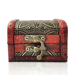 Treasure Chest Box with Lock - Pirate Treasure Chest with Lock Decorative Storage Boxes Treasure Box Keepsake Box - Mini Treasure Chest for Kids Hinges & Latches Vintage Box Wooden Boxes for Crafts