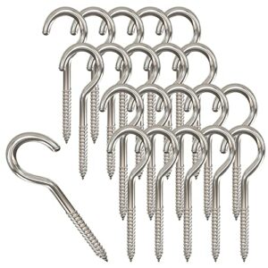 2 Inch Metal Cup Hook Round End Screw Hook Self Tapping Screw Hook Silver 50Pcs