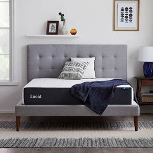 Lucid 10 Inch Memory Foam- Twin Size Mattress – Firm – Gel Infusion – Hypoallergenic Bamboo Charcoal- Mattress in a Box