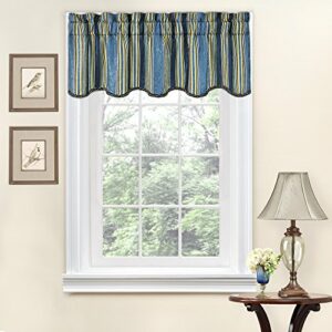 Waverly Traditions Stripe Ensemble Valances for Windows Rod Pocket Curtains for -Kitchen and Living Room, 52