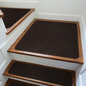 Beverly Rug Stair Treads for Wooden Steps, Non Slip Stair Landing Rug, Matching Mat with Anti Skid Rubber Backing, 31’’x31’’, Brown